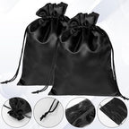 6 Pcs Toy Storage Bags, Quality Satin Silk Drawstring Pouch Adjustable Microfiber Toy Organizer Bags Gift Bag Foldable Ditty Bag for Women Men Toys Underwear Sunglasses Cosmetic (3 Sizes Black)