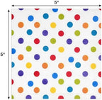 Gift Boutique 100 Rainbow Dot Cocktail Beverage Napkins Disposable Paper Colorful Polka Dots Dessert Napkin for Spring Carnival Festival Holiday Bridal & Baby Shower Tableware Party Supplies