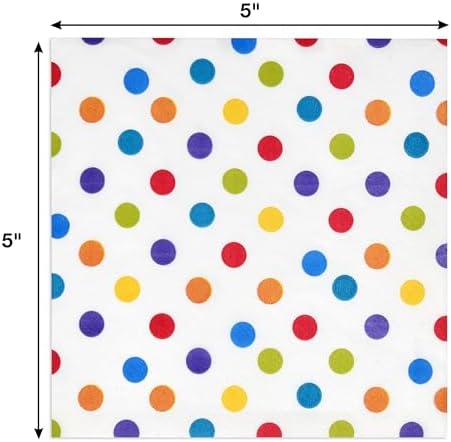 Gift Boutique 100 Rainbow Dot Cocktail Beverage Napkins Disposable Paper Colorful Polka Dots Dessert Napkin for Spring Carnival Festival Holiday Bridal & Baby Shower Tableware Party Supplies