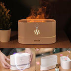 Essential Oil Diffuser, Humidifier with 7 Colors Flame Light, Portable, noiseless,180ml Air Humidifiers for Bedroom, Home, Office-Portable, Auto-Off Aromatherapy Diffuser with Modes Fire Mist (White)