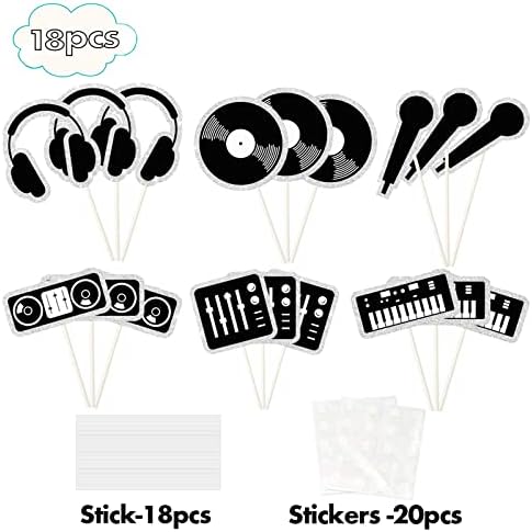 8Pcs DJ Cupcake Toppers - Music Theme Cupcake Decorations - Happy Birthday Cake Picks - Musical Social Media Hip Hop Birthday Party Decorations..