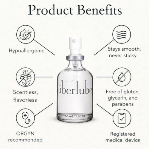 Uberlube Premium Silicone Lube (1.86 Fl Oz.) Unscented, Long Lasting Sex Lube, Waterproof, Ultra Smooth Performance, Personal Lubricant for Privacy & Toys, Vaginal & Anal Use, OBGYN Recommended