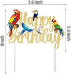 CANDY CHEF Tropical Bird Birthday Cake Topper - Parrot Happy Birthday Cake Pick - Party Decoration for Birds Themed Baby Shower Supplies