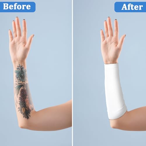 Vicenpal 2 Pairs Tattoo Cover up Sleeve Forearm Arm Sleeves for Women Men Compression Tattoo Upper Arm Cover(White and Black)