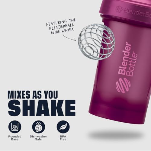 BlenderBottle Classic V2 Shaker Bottle Perfect for Protein Shakes and Pre Workout, 20-Ounce, Plum