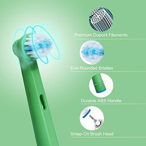 Kids Toothbrush Replacement Heads for Oral-B, Extra-Soft Bristles, for Oral-B Braun and Electric Brushes, Except Vitality Sonic, CrossActino Power, Sonic Complete, Pulsonics, EB-10A