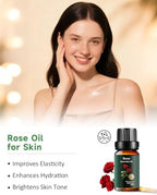 Rose Essential Oil, 100% Pure & Natural – Pure Rose Oil for Aromatherapy Diffuser, Skin & Hair Care, Perfume, Soap & Candle Making, 0.33 Fl Oz / 10ml Mumianhua