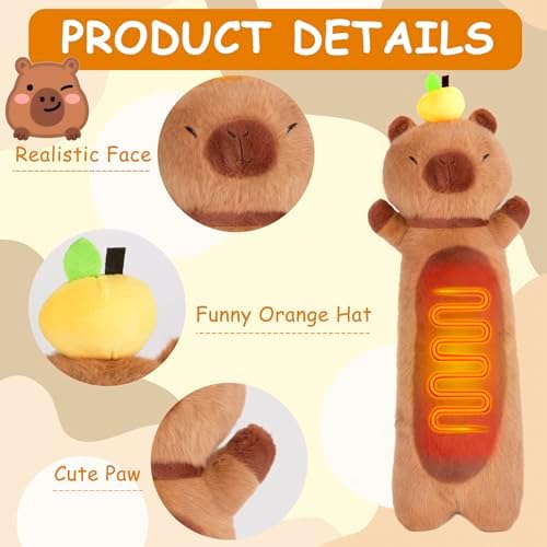 Capybara Heating Pad for Period Cramps - 21" Capybara Plush, Menstrual Neck Shoulder Pain Relief, USB Powered, Cute & Soft Stuffed Animal, Portable Electric Heat Pad, Christmas Gift for Women Wife