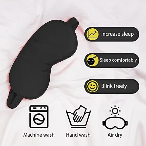 Soft Silky Satin Eye Mask Cover Sleep Mask for Sleeping with Elastic Strap Effective Shading Blindfold Night Mask for Men Women (Black)