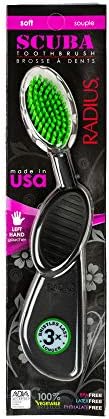 RADIUS Toothbrush Flex Brush Left Hand Black/Green 1 Unit | BPA Free and ADA Accepted | Designed to Improve Gum Health and Reduce the Risk of Gum Disease