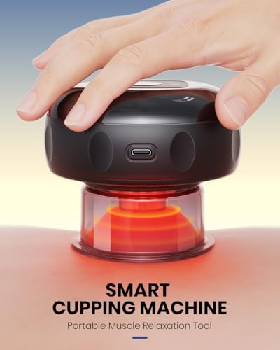 EURPMASK Choose the color of europe 5-in-1 Electric Cupping Kit with Red Light - 24 Levels Adjustable Suction & Heat, One-Touch Control, Portable Muscle Relaxation Tool (Single)