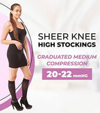 ITA-MED Sheer Knee High Compression Stockings for Women - Graduated Medium Compression 20-22 mmHg, Closed Toe