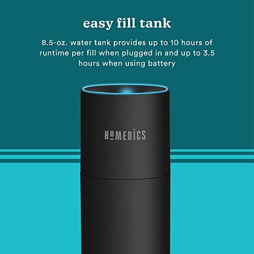 Homedics Portable Humidifier - Small Air Humidifiers for Bedroom, Plants, Office, Travel - Cool Mist Humidifiers, Color-Changing Accent Light, 2 Mist Settings, Matte Black