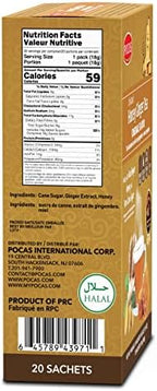 Pocas Honey Ginger Instant Tea Powder 2-Pack with Ginger Extract & Real Honey, Caffeine-Free Tea, 20 Packets per Box