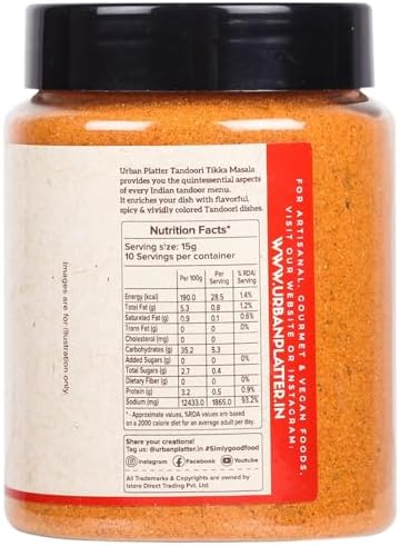 Urban Platter Tikka Masala | 5.29 Oz (150g) | Smoky Flavor & Ready-to-Use Marinade Mix | Authentic Indian Spice Blend | for Tandoori Chicken, Paneer Tikka, BBQ & Grilling