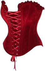 Daisy corsets Women's Daisy Corsets Top Drawer Dark Red Velvet Lace-up Steel Boned Overbust Corset