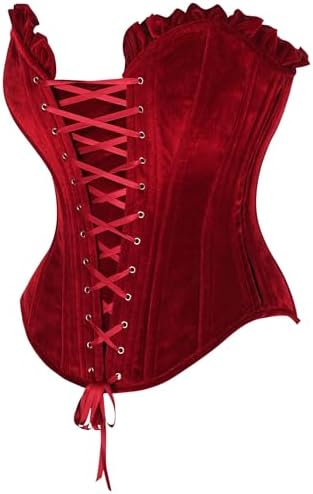 Daisy corsets Women's Daisy Corsets Top Drawer Dark Red Velvet Lace-up Steel Boned Overbust Corset