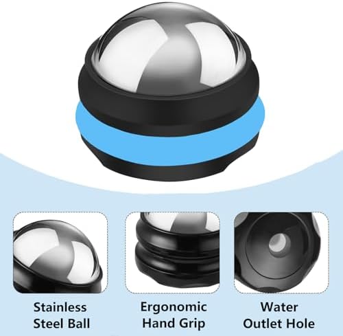 Cold Massage Roller Ball, Stainless Steel Massage Ball for Cold & Heat Therapy Relief, Roller for Muscles Deep Tissue, Free Rolling Removable Gel Ball for Pain Relief