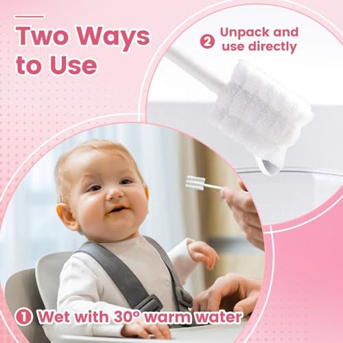 Baby Tongue Cleaner 48-Count, Newborn Oral Care Gauze Swabs – Soft Disposable Mouth Wipes for 0-36 Months, Travel-Pack Infant Tongue Brush Alternative
