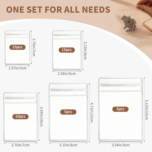 50Pcs Jewelry Storage Bags, Resealable PVC Clear Jewelry Bags Plastic Jewelry Pouches with Self-Sealing Zipper, Anti-Tarnish Bags for Rings, Earrings, Bracelets, and Small Jewelry Packaging