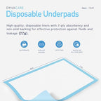 Dynarex Disposable UnderPad, 17" x 24", 22g, 100 Count, Medical-Grade Incontinence Bed Pad to Protect Sheet, Mattresses, and Furniture
