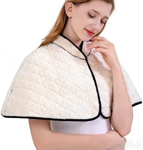 SIQITECHNO Womens Thermal Fleece Shoulder Shawl Cape Thickened Wool Neck Shoulder Back Warmer Wrap Pad Wheelchair Care Jacket Coat