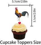 18 Pieces Glitter Rooster Cupcake Topper for Farm Theme Party Favors Decorations Men Women Happy Birthday Party Decor Supplies