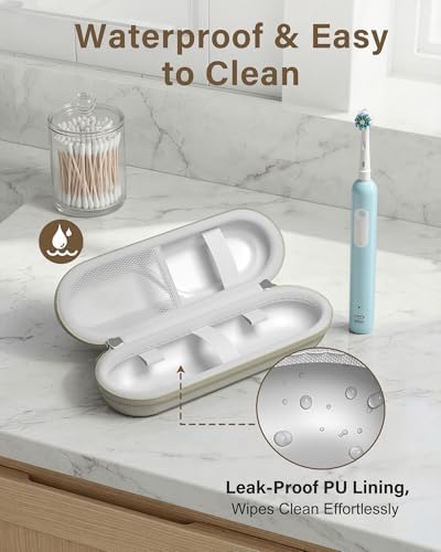 ProCase Toothbrush Travel Case for Oral-B/Oral-B Pro 1000 1500 5000 7000 7500 6000 9600/ Phlips Sonicare 4100 5100 1100 6100 5300 Oral-B iO Electric Toothbrush Portable Hard Container -Beige