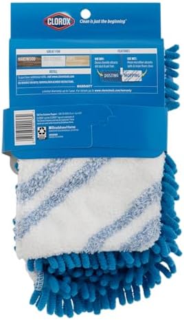 Clorox Dual Action Dust Floor Mop Microfiber Refill Head, Machine-Washable, Blue
