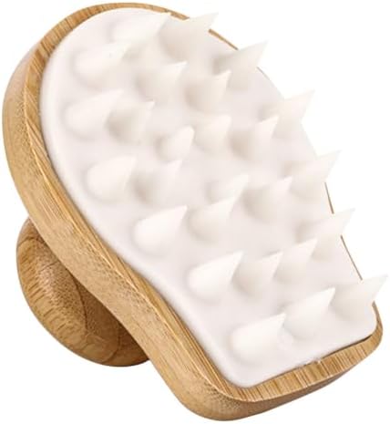 FOMIYES Bamboo Wooden Scalp Massage Brush Hair Wash Scrubber for Deep Scalp Cleaning and Dandruff Removal Comfortable Shampoo Massager for Daily Hair Care