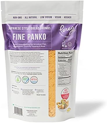 Pereg Extra Fine Japanese Panko Bread Crumbs (9 Oz) - Bread Crumbs for Coating & Stuffing - Coat Burger, Schnitzel, Vegetables, Meatballs - Kosher Certified - Resealable Packaging