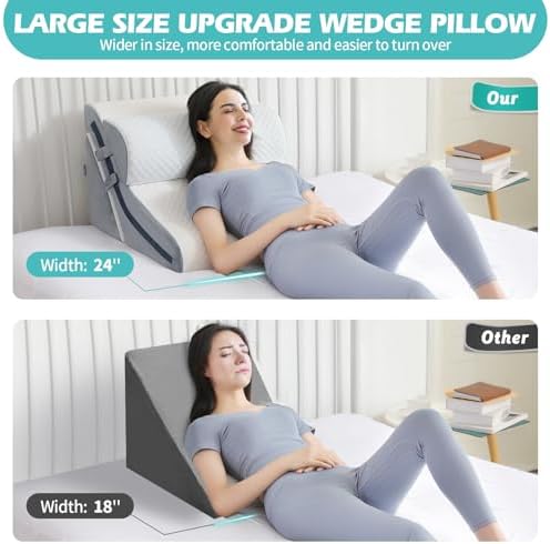 Wedge Pillow for Sleeping, Orthopedic Bed Wedge Pillow Set, 15-in-1 Adjustable Memory Foam Wedge Pillow Post Surgery, 9 &16 & 20 inch Height 3-in-1 Incline Pillows Wedges for Acid Reflux/Snoring