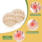 SooGree 5 Pairs Ball of Foot Cushion,Thicken Forefoot Cushion Pad,Forefoot Metatarsal Invisible Socks Pads, Reusable Honeycomb Fabric Foot Pads for Women Men Prevention Pain Relief