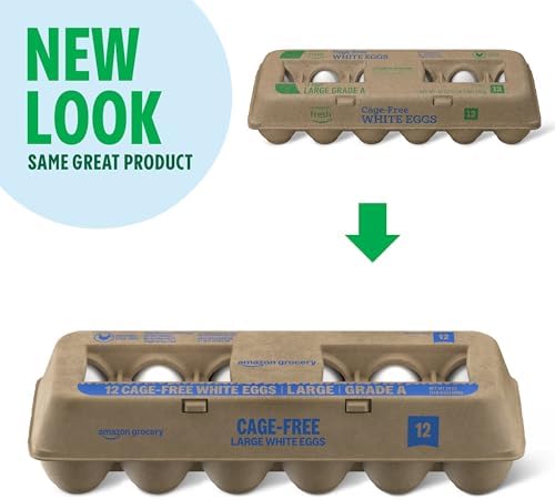 Amazon Grocery, Cage-Free Large White Eggs, Grade A, 1 Dozen