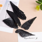 Meditation Home Decor, 1pcs Natural Quartz Feather Shape Black Tourmaline Mineral Jet Stone Crystal Cluster Home Decor Collect Minerals Divination Gifts,Natural Crystal (Size : 10-30g)