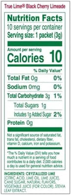 TRUE LIME Black Cherry Limeade Drink Mix (10 Packets) | Made from Real Limes | No Preservatives, No Artificial Sweeteners, Gluten Free | Water Flavor Packets & Water Enhancer with Stevia