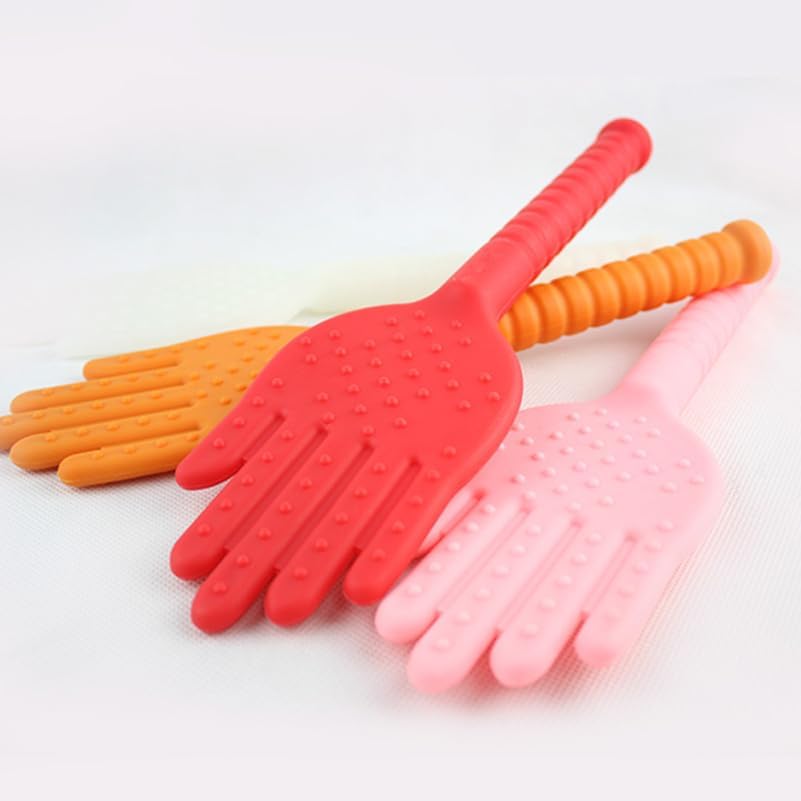 Palm Shaped Plastic Health Massage Hammer Durable Elastic Beat Pat Tool for Fatigue Relief Blood Circulation for Full Body Therapy Red
