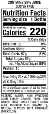 Mis-tic Vibrant Flavor Orange Carrot Juice 16 fl oz - 12 Bottles (Pack of 12, Orange Carrot)