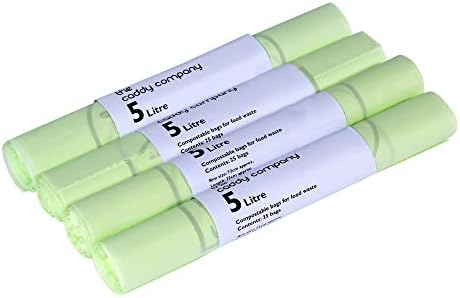 The Caddy Company 5 Litre Compostable Bin Liners with 100 Bags, Green