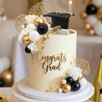 Graduation Cake Topper, Qoadwem 24pcs Graduation Cap Cake Toppers Class Of 2026 with Large Diploma Flowers Balls Cake Decor for Grad Party