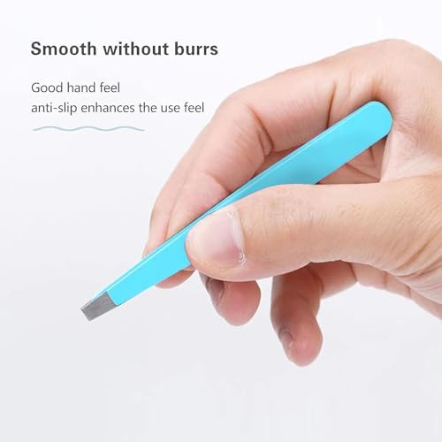 Tweezers Set, High Precision Stainless Steel Eyebrow Tweezers for Facial Hair, Inward Growing Hair and Splinter Remover Kit, Suitable for Women and Men, Pink and Black 4-Piece Set. (Blue)