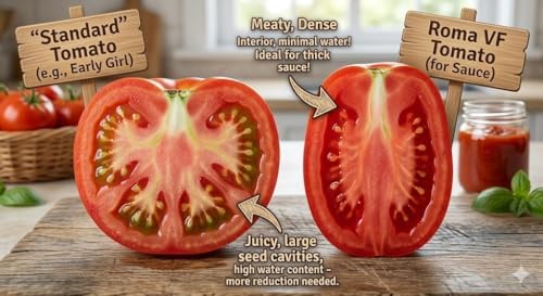 Roma VF Tomato Seeds for Planting - Heirloom Non-GMO Vegetable Seeds - Classic Italian Plum Paste Tomatoes for Canning & Sauce - High Germination Determinate Variety - Disease Resistant (50ct+)