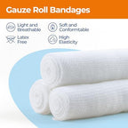 Gauze Rolls Bandages 6in x 4.1yds, 24 Rolls Conforming Stretch Gauze Bandage 6 Inch, Individually Wrapped Includes Medical Tape