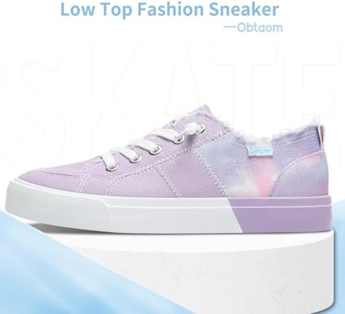Obtaom Women's Play Fashion Sneaker White Color Washed and Leopard Canvas Slip on Shoes