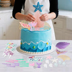 Mermaid Cake/Cupcake Toppers, 42PCS, Mermaid Tail Seaweed Shells Starfish Under the Sea Cake Decorations
