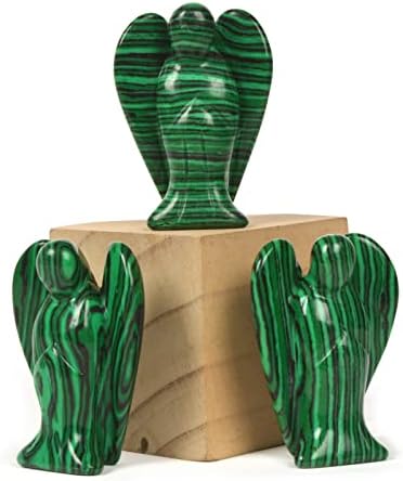Justinstones Carved Synthetic Malachite Gemstone Peace Angel Pocket Guardian Angel Healing Statue 2 inch