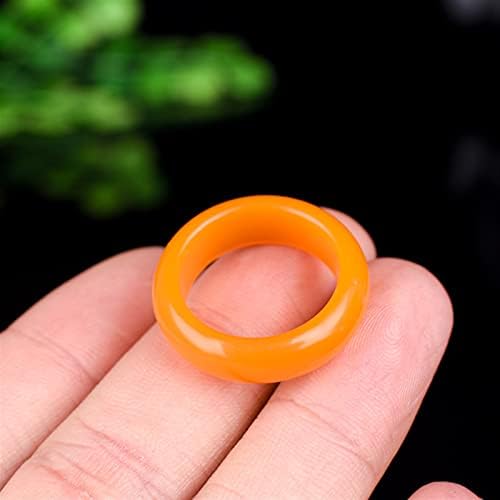CAOMIAN Natural Yellow Jade Rings Real Stone Jade Ring Jadeite Jade for Men Rings for Women Nickles Women Jade Jewelry (Ring Size : 9.5)