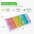 Spanish Pill Organizer 7 Weekly Two Times per Day AM PM with Spring Open Design, Medication Organizer Spanish, Vitamin Planner, Organizador de Pastillas en Español, Spanish Pill Box