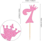 Ercadio 24 Pack Number 7 Cupcake Toppers Glitter Pink 7th Cupcake Toppers Number 7 Cupcake Picks Cheers to 7 Birthday Decorations for Baby Shower Anniversary Party Cake Supplies