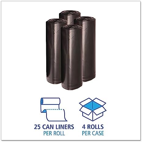 Boardwalk BWK519 SH-Grade Repro Can Liners, 38 "x 58", 60gal, 1.2mil, Black, 10 Bags per Roll (Case of 10 Rolls)